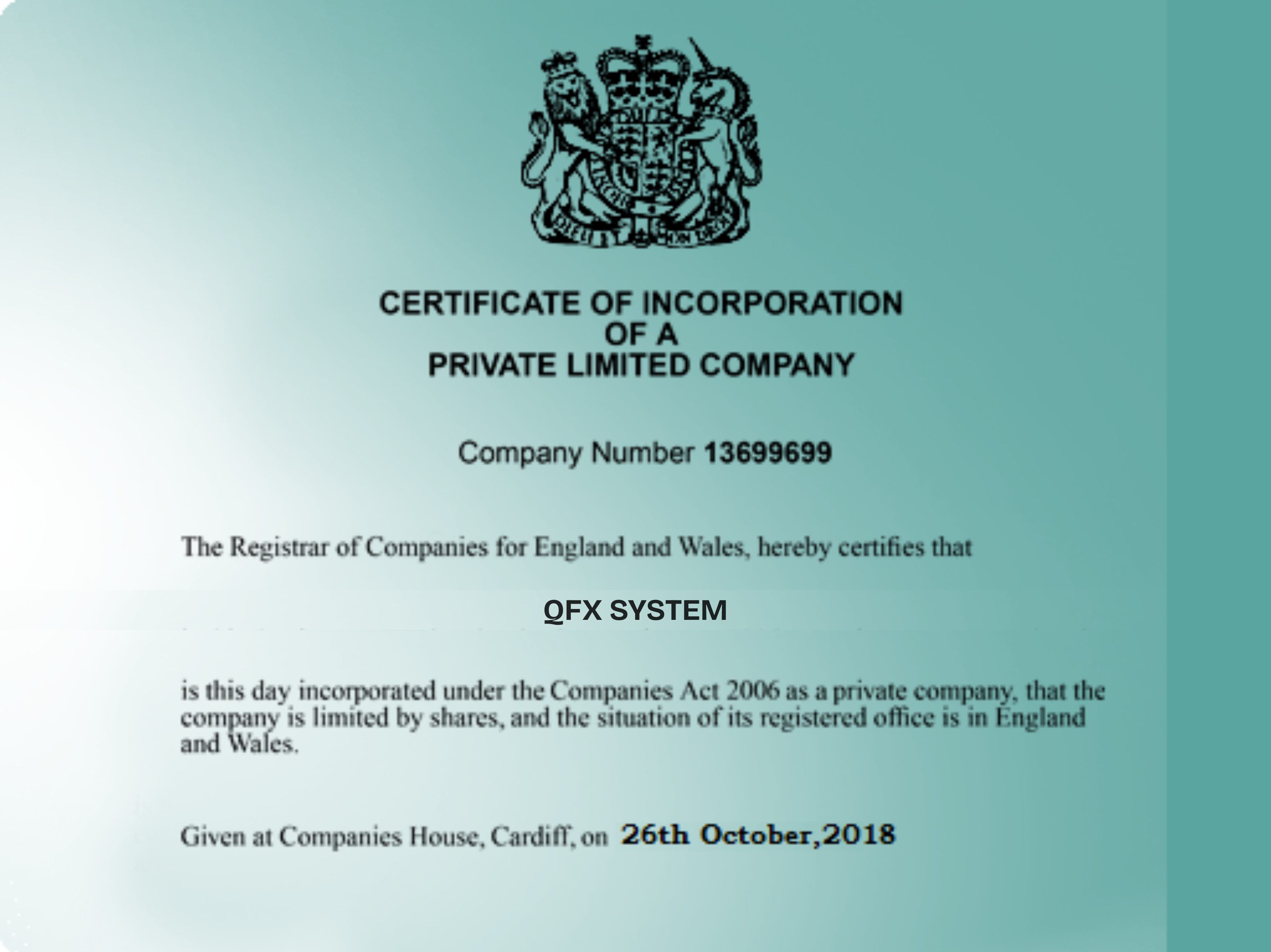 Qfx System Compliance Certificate